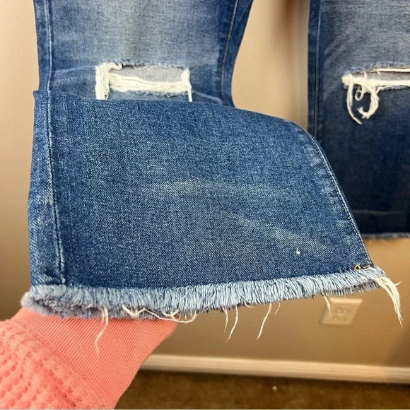 Madewell Retro Crop Bootcut Jeans 30 Distressed Fray Trim High Rise Boyfriend - Picture 9 of 14